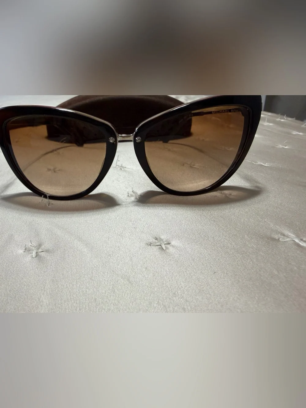 Michael Kors Black Cat-Eye Sunglasses with Brown Gradient Lenses